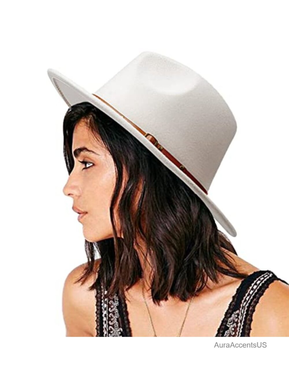 Felt Fedora Wide Brim Floppy Panama Hat Belt Buckle